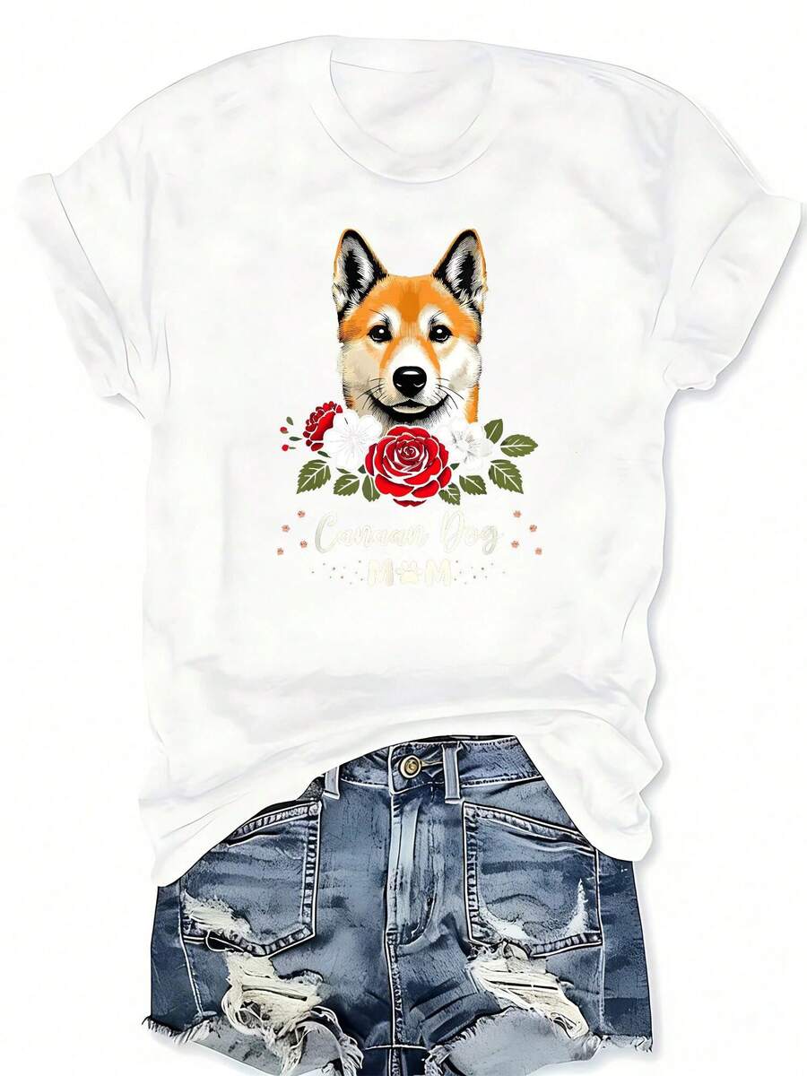 Canaan Dog Rose Floral Graphic - огляд і ціна Tee Graphic Print