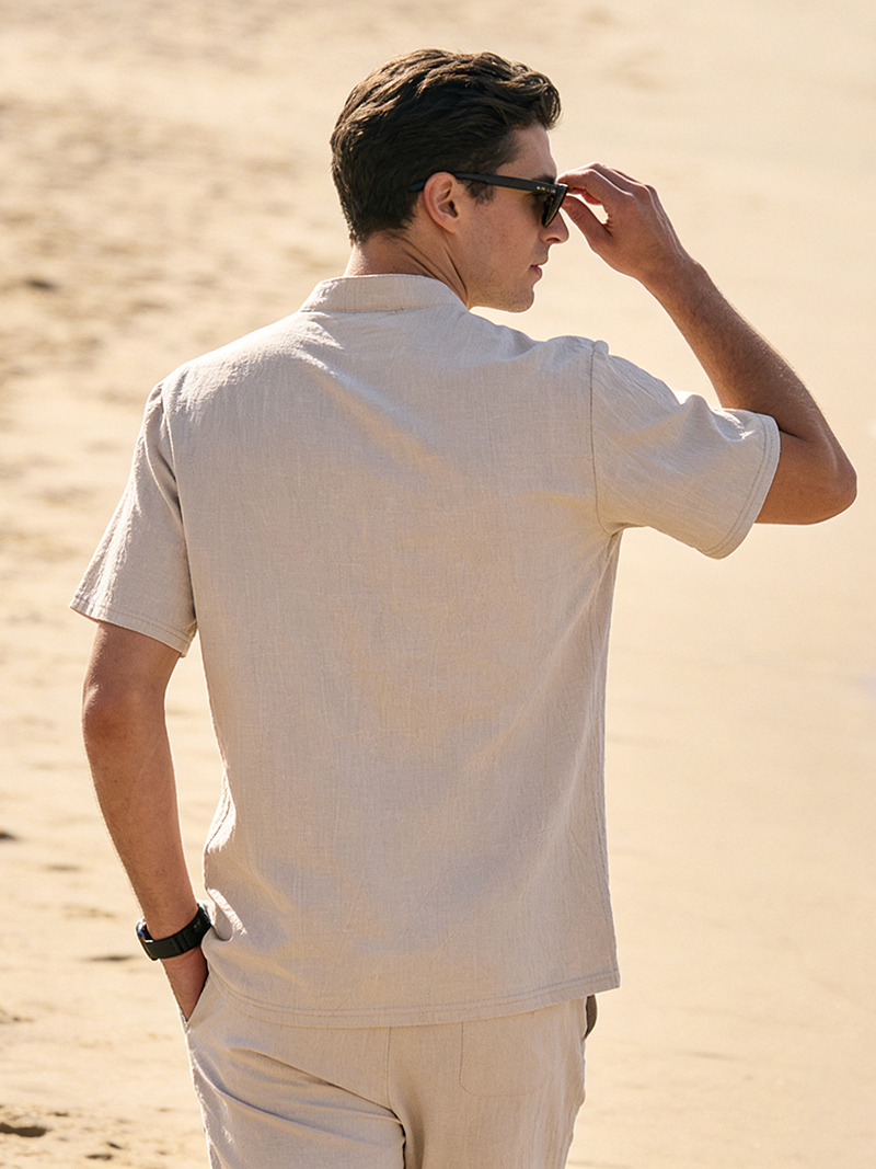 Men's Cotton Linen Henley Shir - огляд і ціна Linen Shirt Breathable