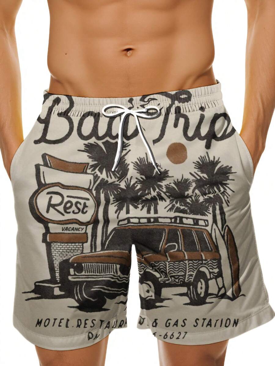 Mens Beach Trip Print Board Sh - огляд і ціна Swim Trunk Quick Dry