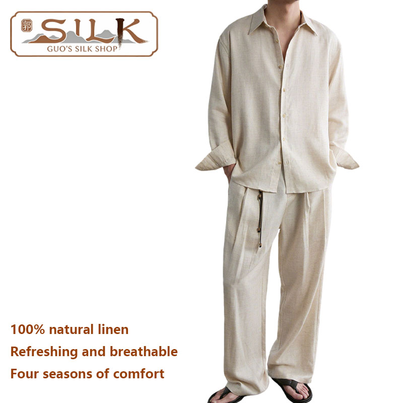 High-end Natural Linen Men's S - огляд і ціна Linen Shirt Breathable