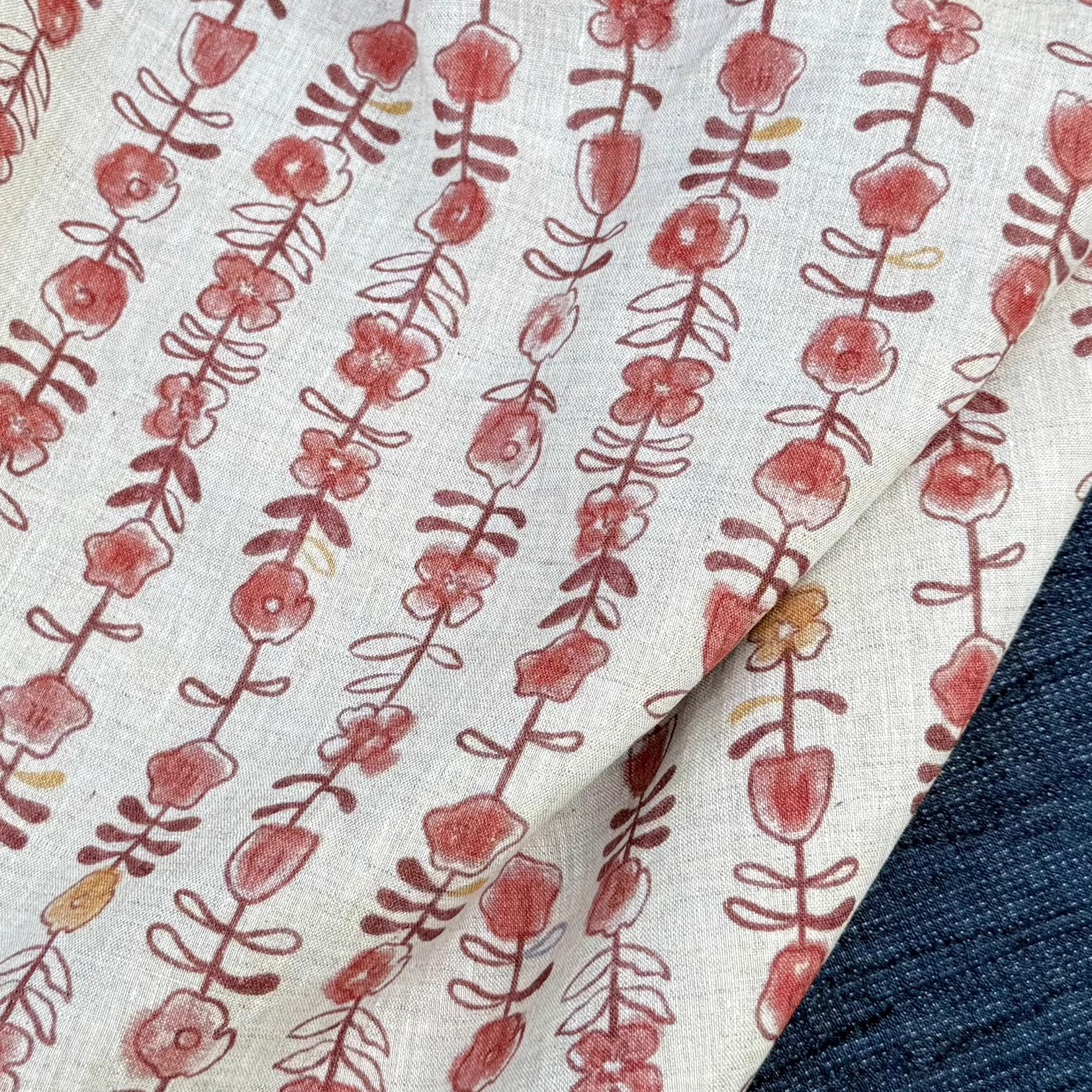 1yard Unique flowers print fab - огляд і ціна Linen Shirt Breathable