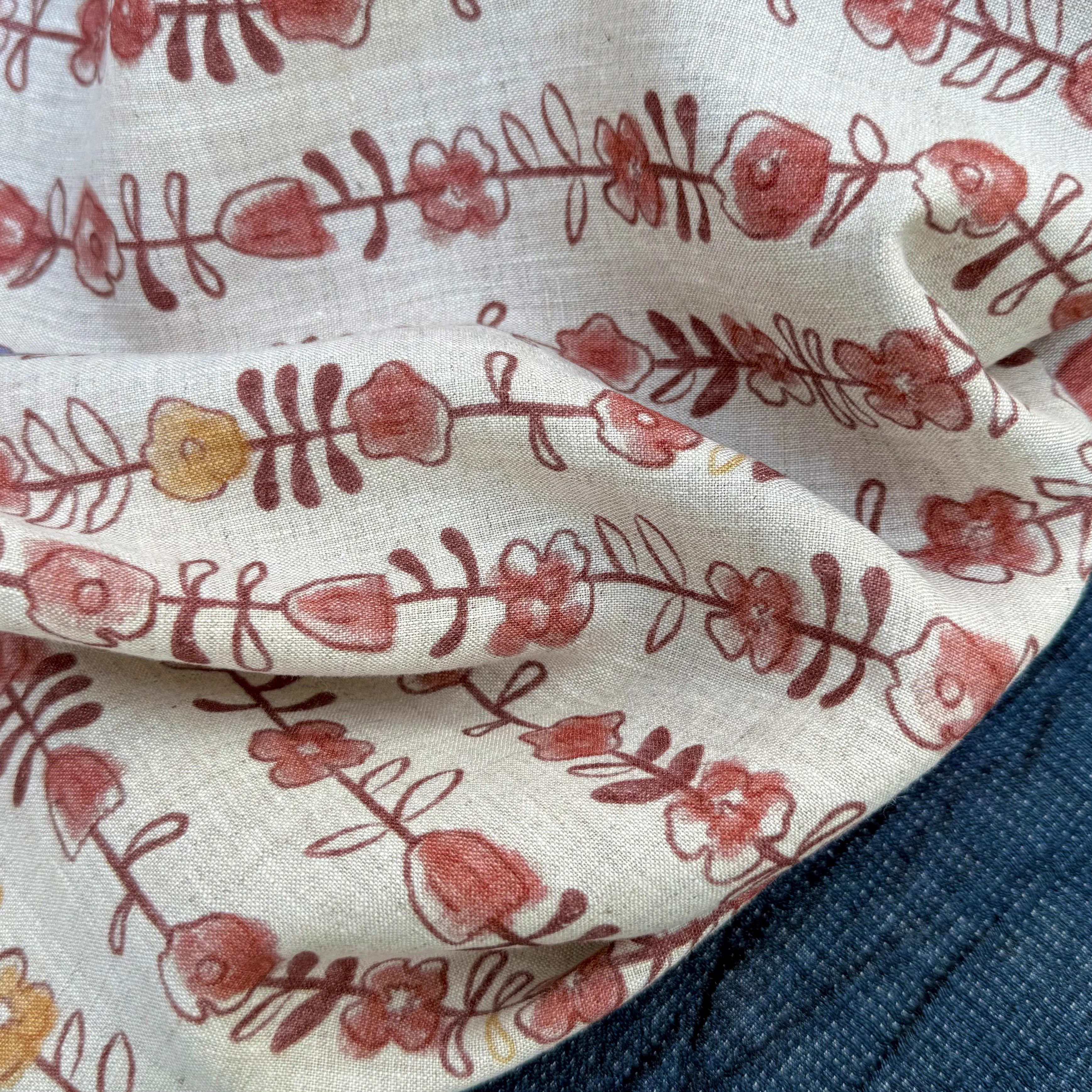 1yard Unique flowers print fab - огляд і ціна Linen Shirt Breathable