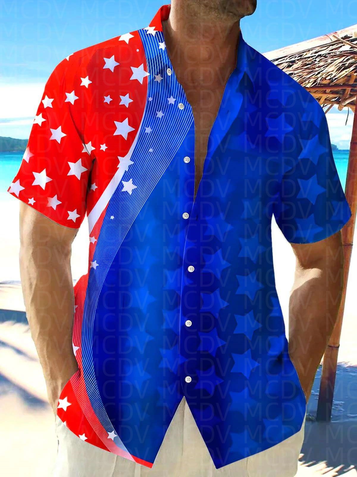 Star Pattern Style Men's Hawai - огляд і ціна Shirt Camp Collar