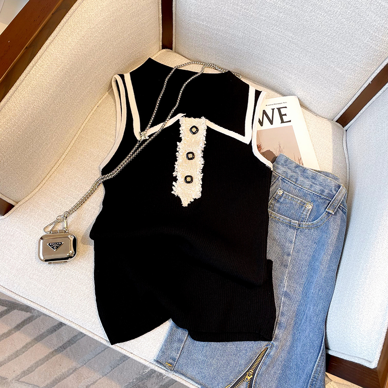 Slim Fit Knitted Vest Women's  - огляд і ціна Shirt Camp Collar