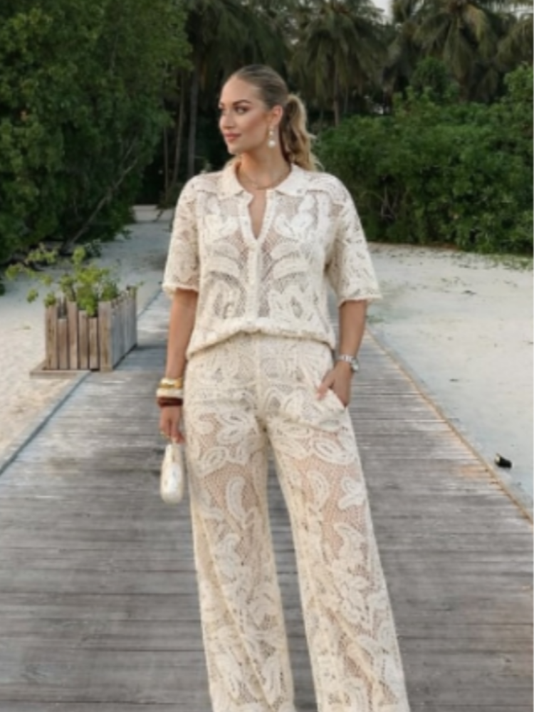 Women's Stylish 2 Piece Set Cr - огляд і ціна Resort Shirt Floral