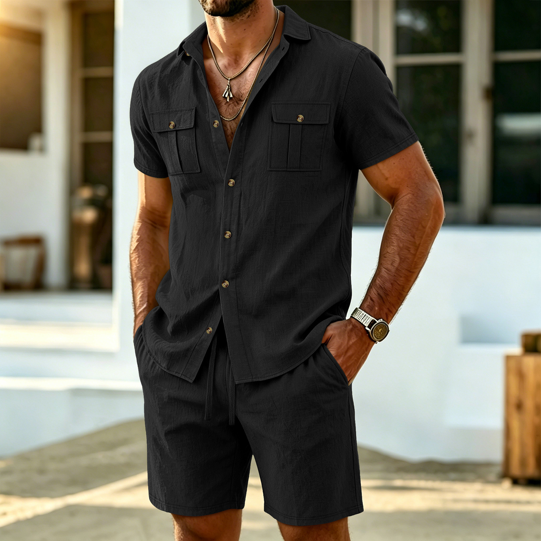 New summer men's linen outdoor - огляд і ціна Linen Shirt Breathable