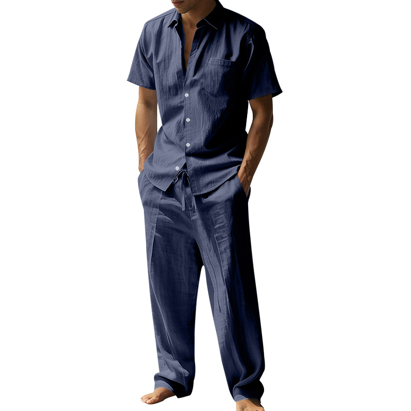 Summer linen lapel short-sleev - огляд і ціна Short Linen Drawstring