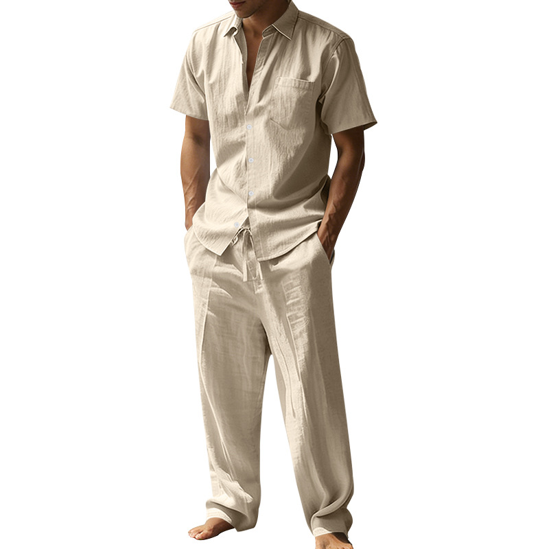 Summer linen lapel short-sleev - огляд і ціна Short Linen Drawstring