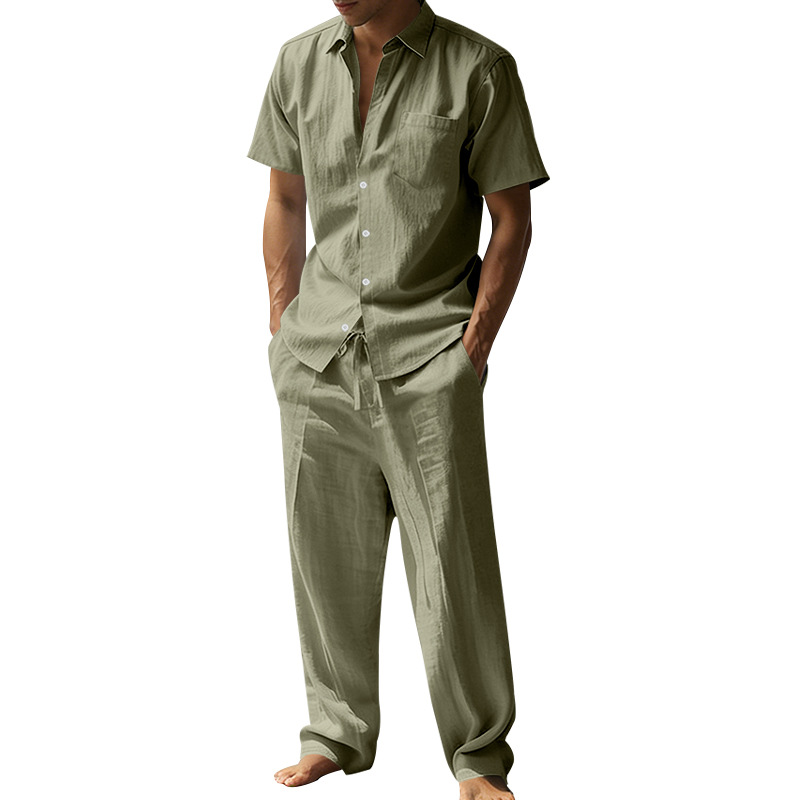 Summer linen lapel short-sleev - огляд і ціна Short Linen Drawstring