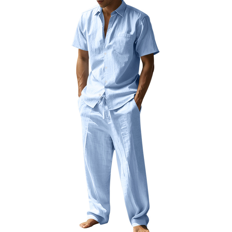Summer linen lapel short-sleev - огляд і ціна Short Linen Drawstring