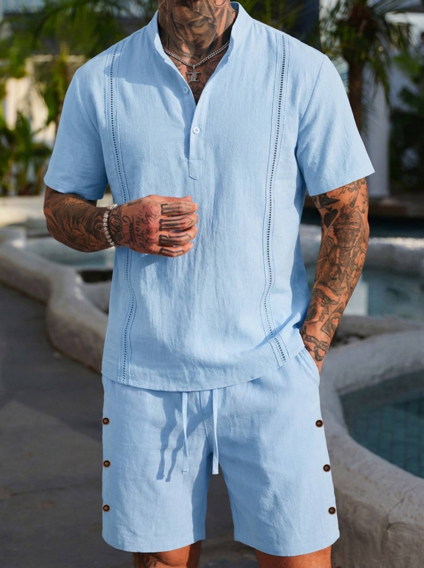 2026 men's summer beach casual - огляд і ціна Short Linen Drawstring