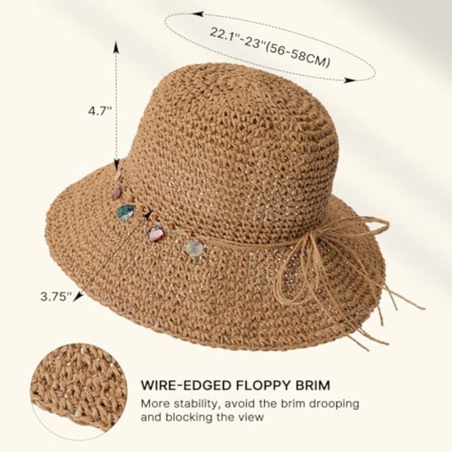 Beach Sun Hats for Women, Stra - огляд і ціна Packable Hat Nylon