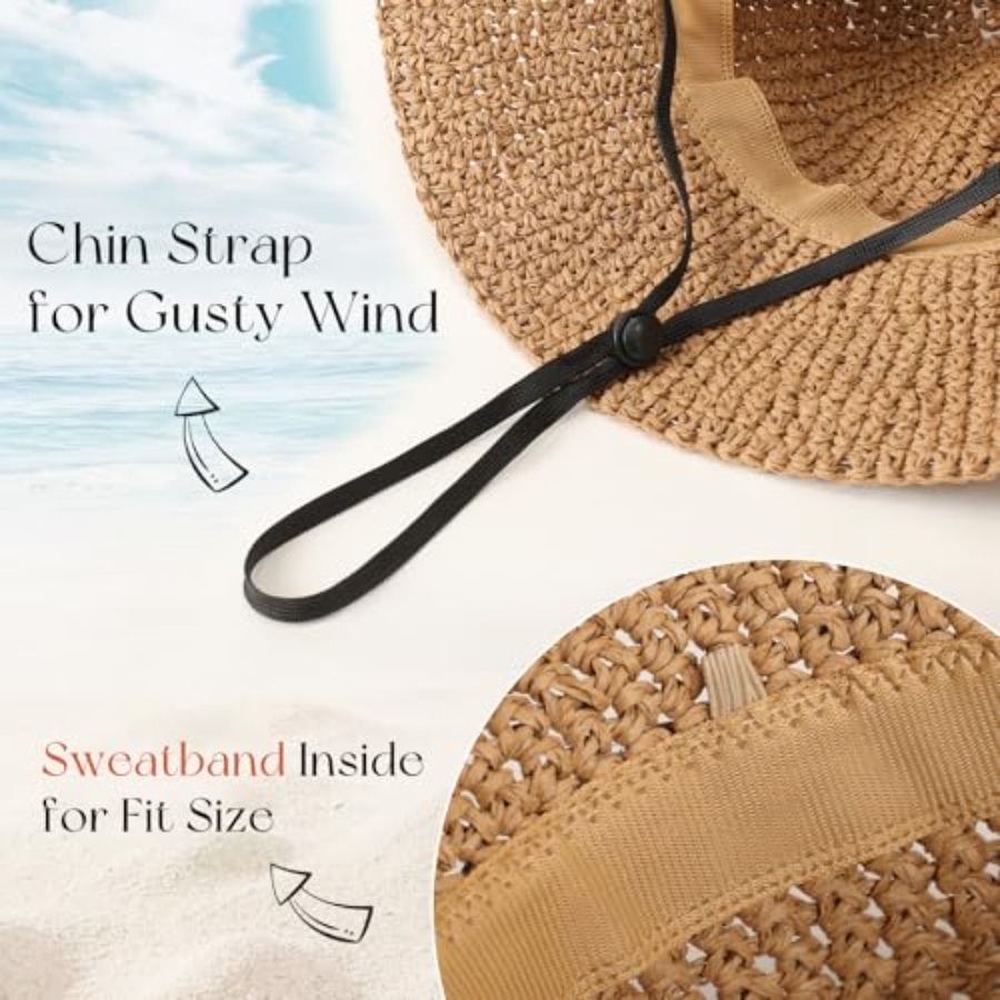 Beach Sun Hats for Women, Stra - огляд і ціна Packable Hat Nylon