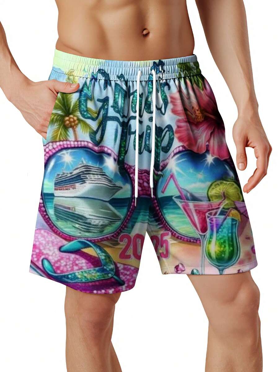Mens Beach Swim Trunks 3D Prin - огляд і ціна Swim Trunk Quick Dry