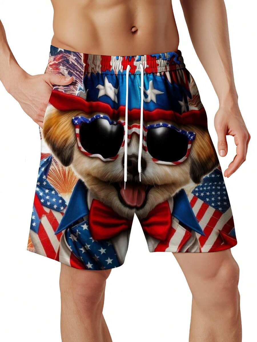 Patriotic Dog American Flag Pr - огляд і ціна Swim Trunk Quick Dry