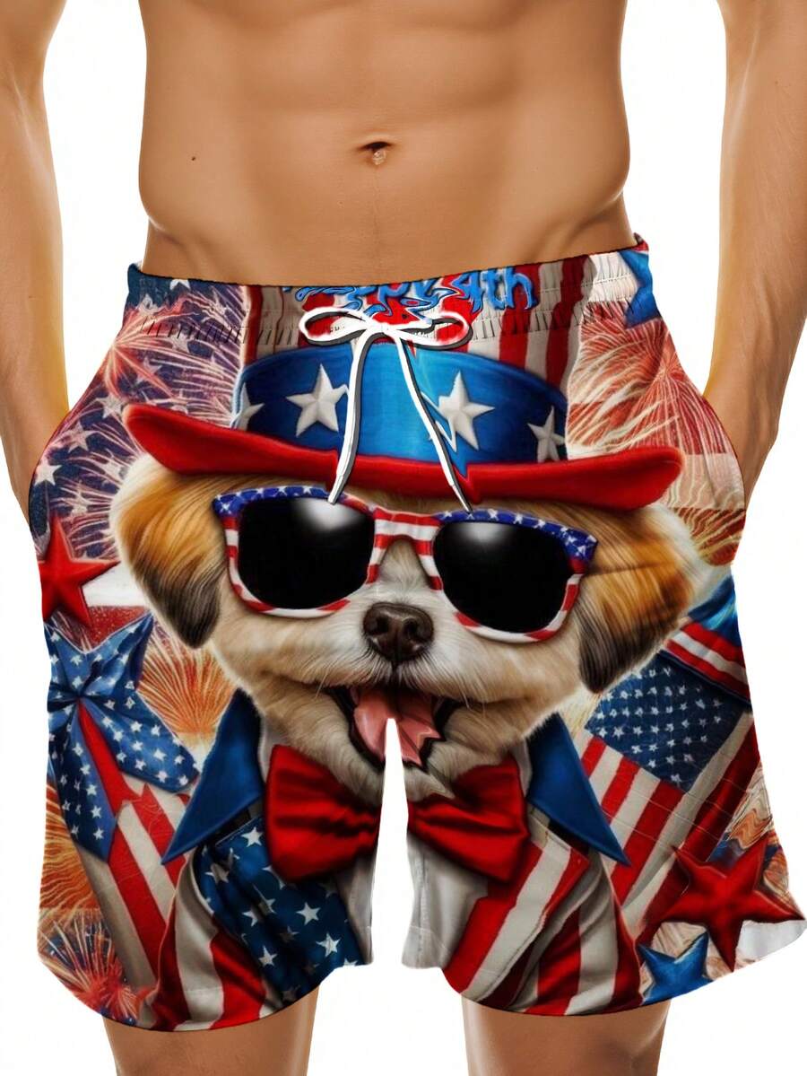 Patriotic Dog American Flag Pr - огляд і ціна Swim Trunk Quick Dry
