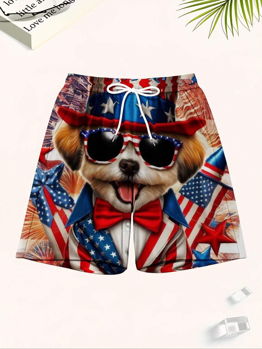 Patriotic Dog American Flag Pr - огляд і ціна Swim Trunk Quick Dry