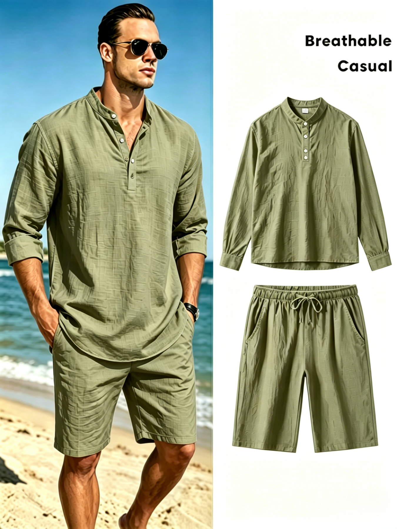 mens cotton linen henley shirt - огляд і ціна Linen Shirt Breathable