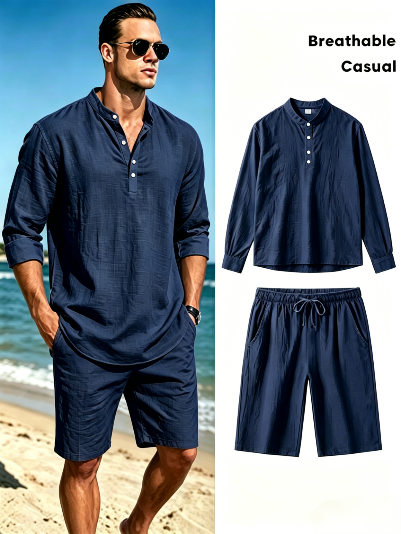 mens cotton linen henley shirt - огляд і ціна Linen Shirt Breathable