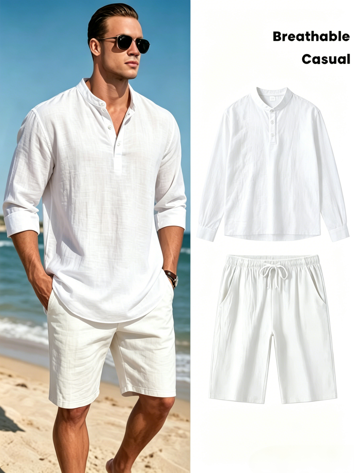 mens cotton linen henley shirt - огляд і ціна Linen Shirt Breathable