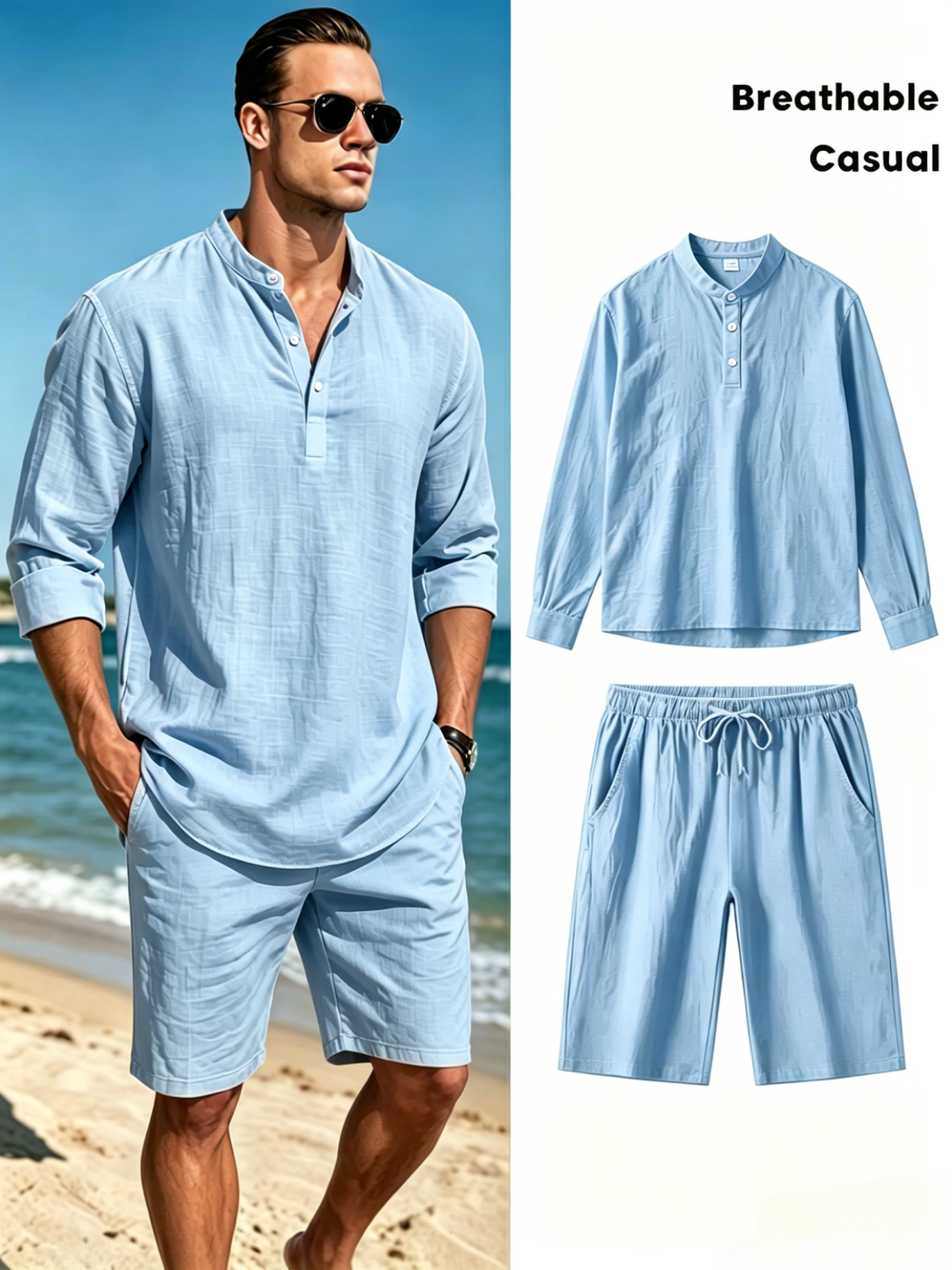 mens cotton linen henley shirt - огляд і ціна Linen Shirt Breathable