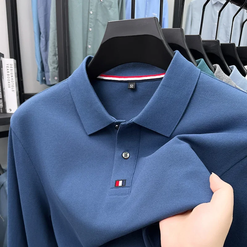 Collar T-shirt for men, long s - огляд і ціна Polo Shirt Pique