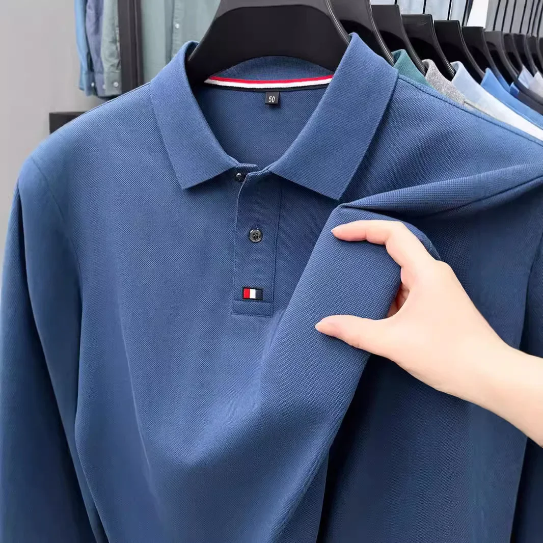 Collar T-shirt for men, long s - огляд і ціна Polo Shirt Pique