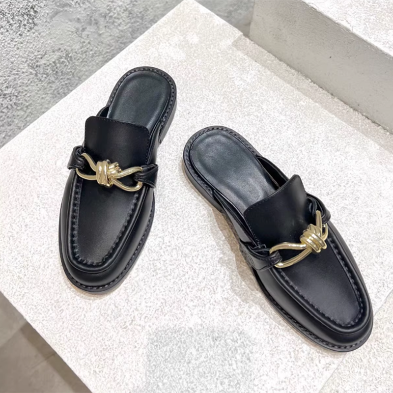 Metal Buckle Half Slippers For - огляд і ціна Flip Flop Leather Men