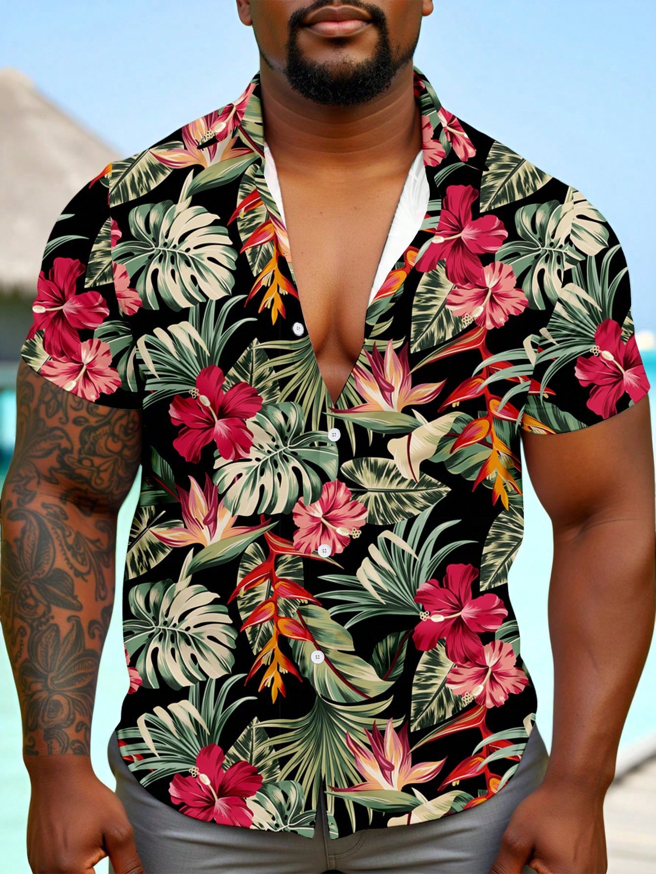 Casual Hawaiian Shirt Men Trop - огляд і ціна Resort Shirt Floral