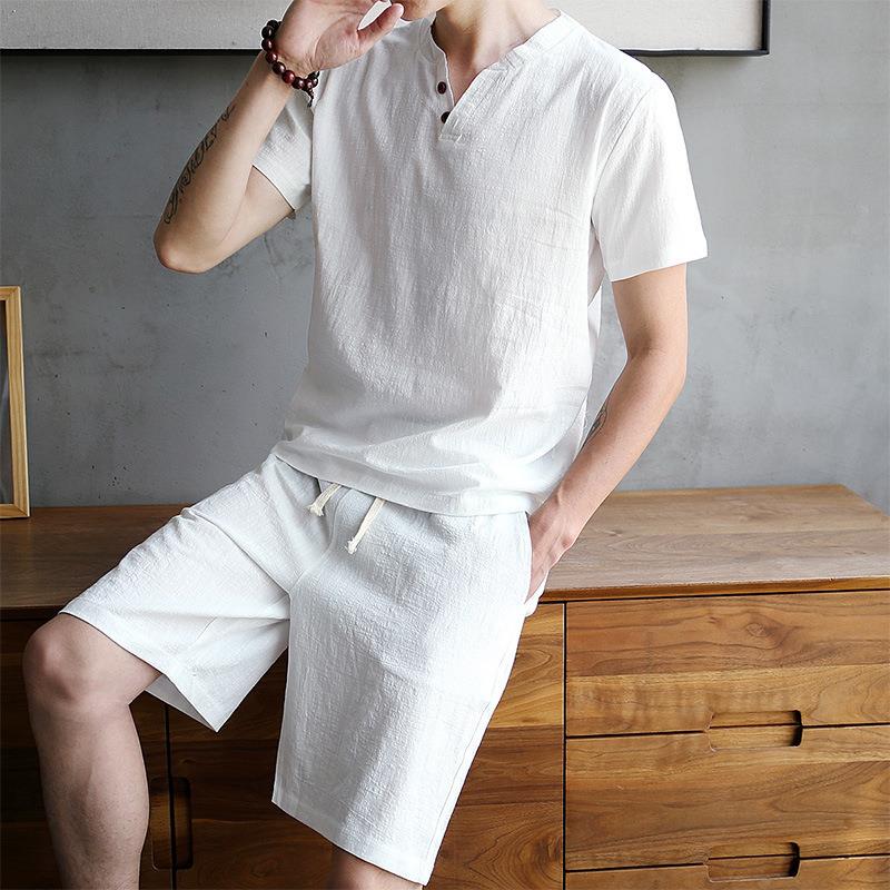 Men's Cotton Linen Set T-shirt - огляд і ціна Linen Shirt Breathable