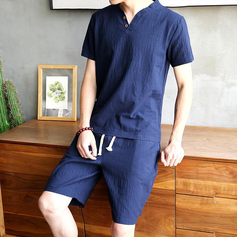 Men's Cotton Linen Set T-shirt - огляд і ціна Linen Shirt Breathable