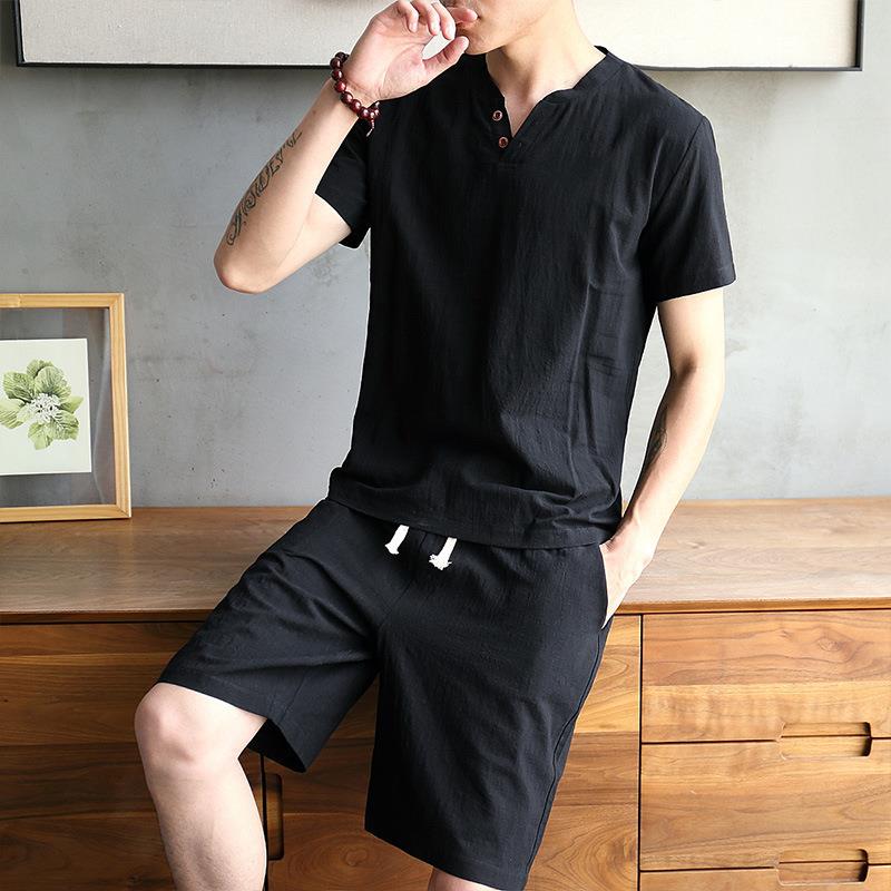 Men's Cotton Linen Set T-shirt - огляд і ціна Linen Shirt Breathable