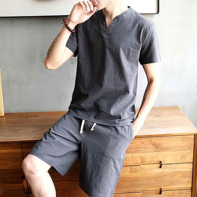 Men's Cotton Linen Set T-shirt - огляд і ціна Linen Shirt Breathable