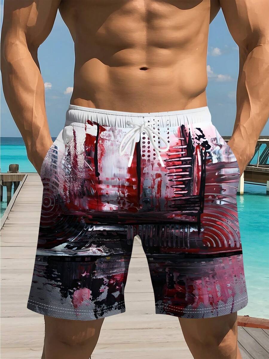 Mens Abstract Print Beach Shor - огляд і ціна Swim Trunk Quick Dry