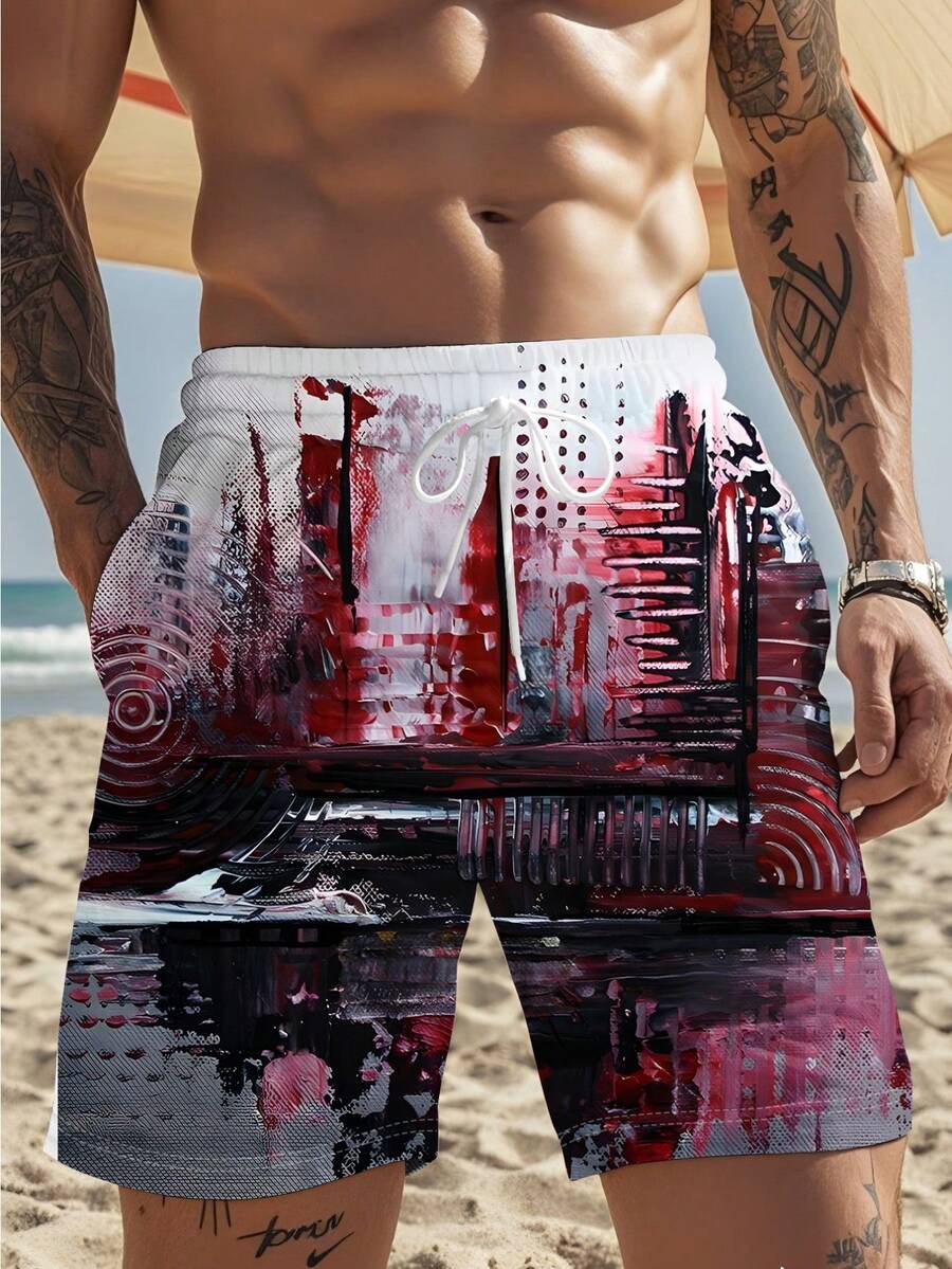 Mens Abstract Print Beach Shor - огляд і ціна Swim Trunk Quick Dry