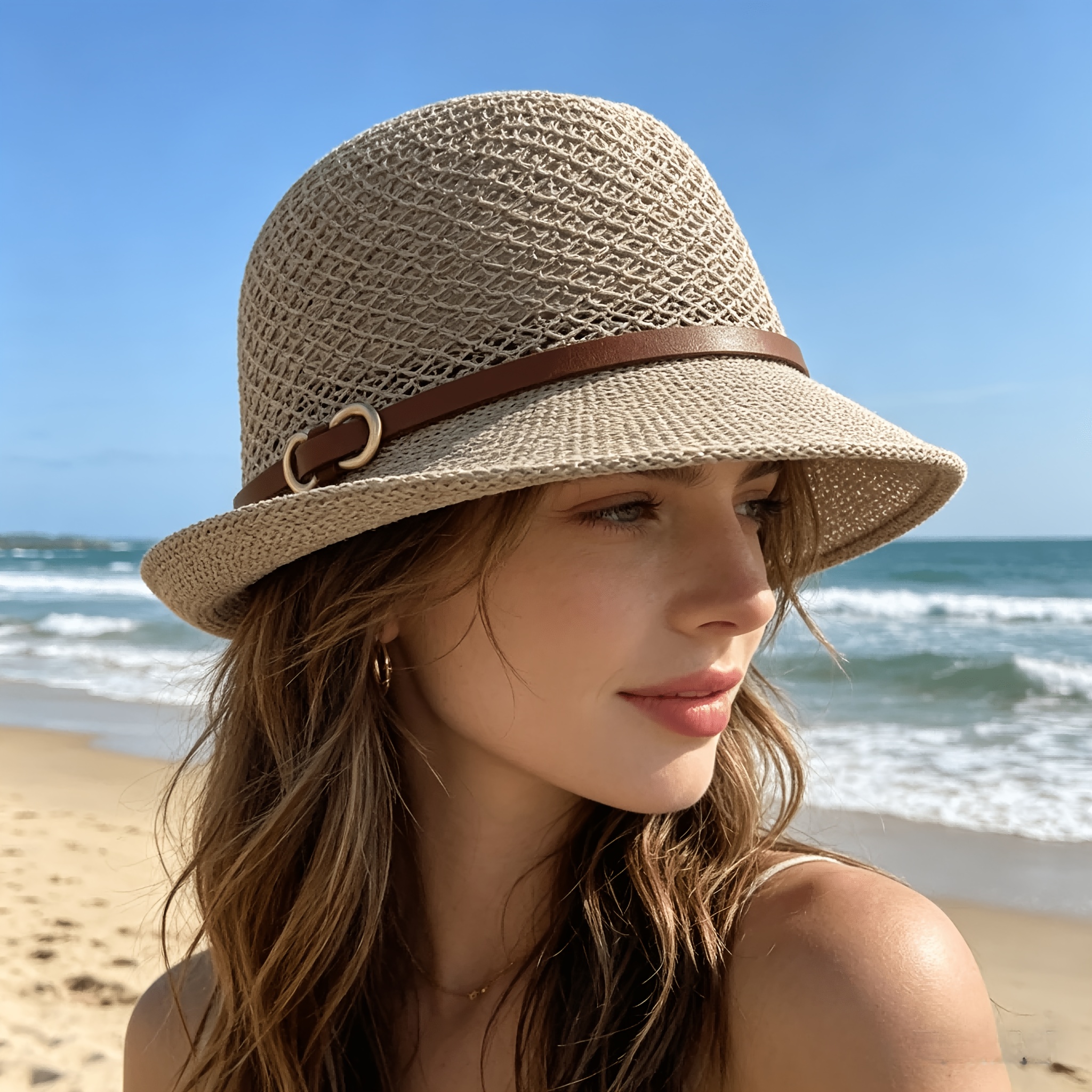 Elegant women's beach straw ha - огляд і ціна Bucket Hat Straw