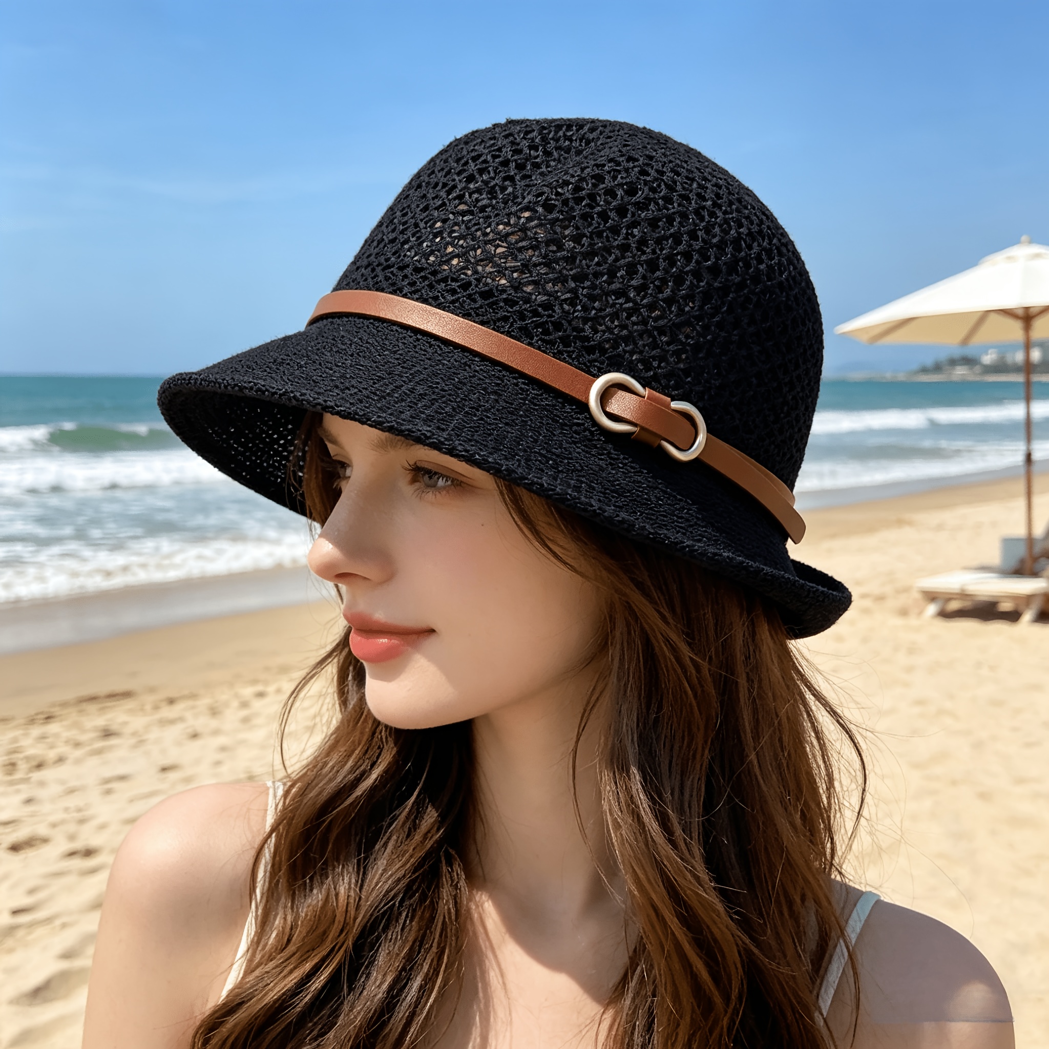 Elegant women's beach straw ha - огляд і ціна Bucket Hat Straw