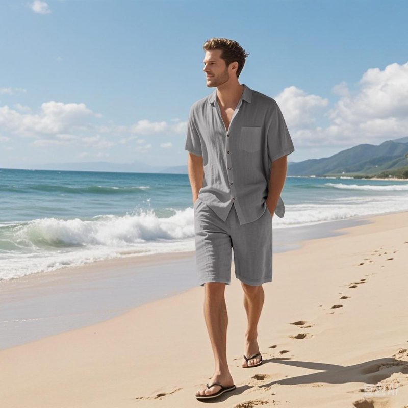 High-End Men's Summer Shorts S - огляд і ціна Linen Shirt Breathable