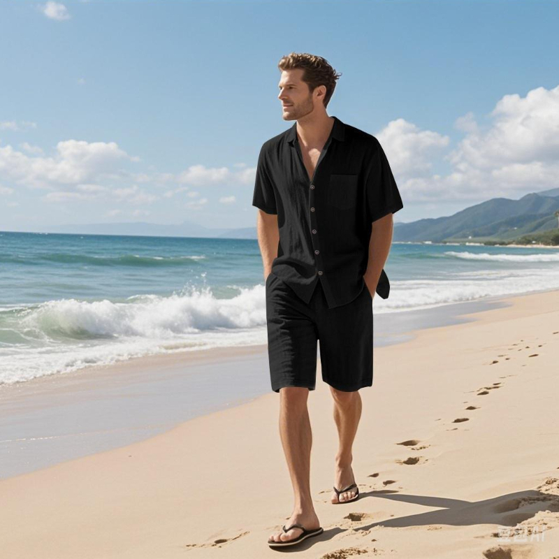 High-End Men's Summer Shorts S - огляд і ціна Linen Shirt Breathable