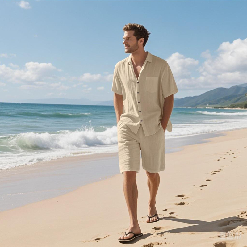 High-End Men's Summer Shorts S - огляд і ціна Linen Shirt Breathable