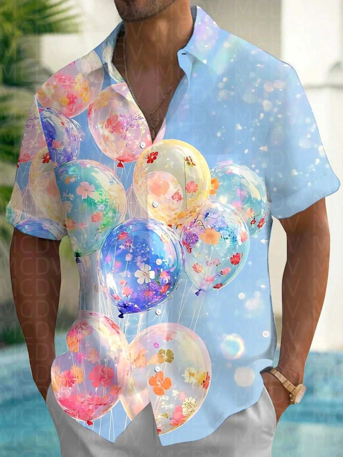 Balloon Pattern Men's Hawaiian - огляд і ціна Shirt Camp Collar