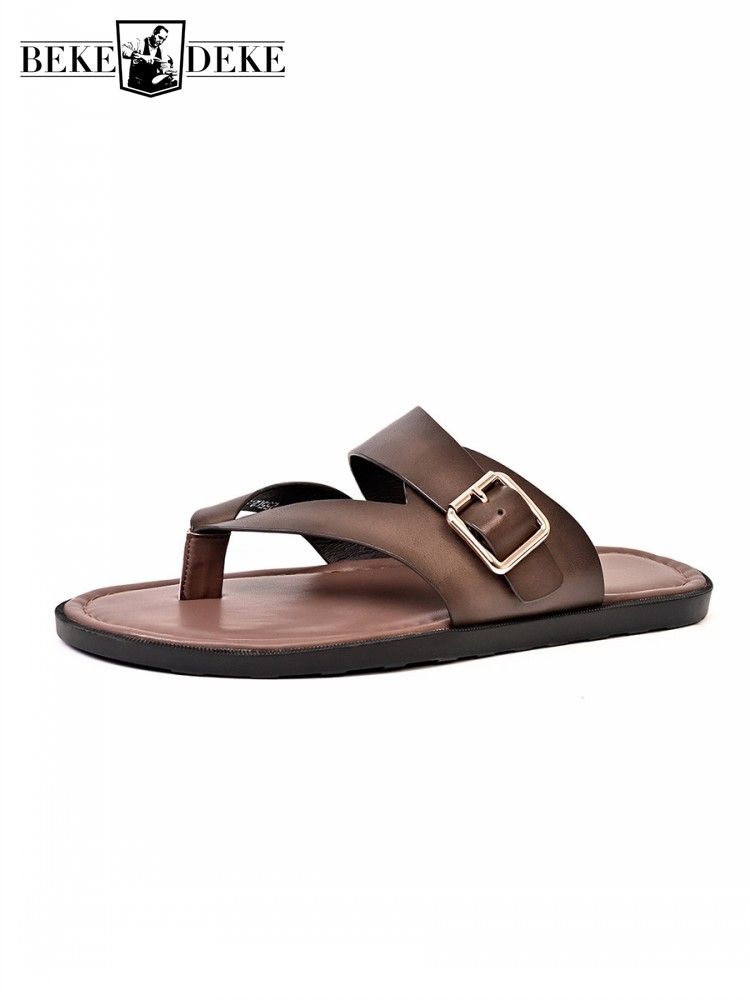 Outside Summer Mens Flat Shoes - огляд і ціна Flip Flop Leather Men