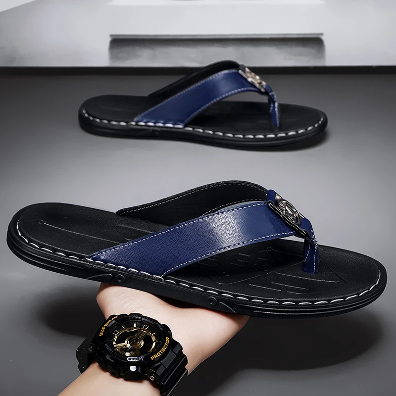 Men's Flip-flops Solid Color w - огляд і ціна Flip Flop Leather Men