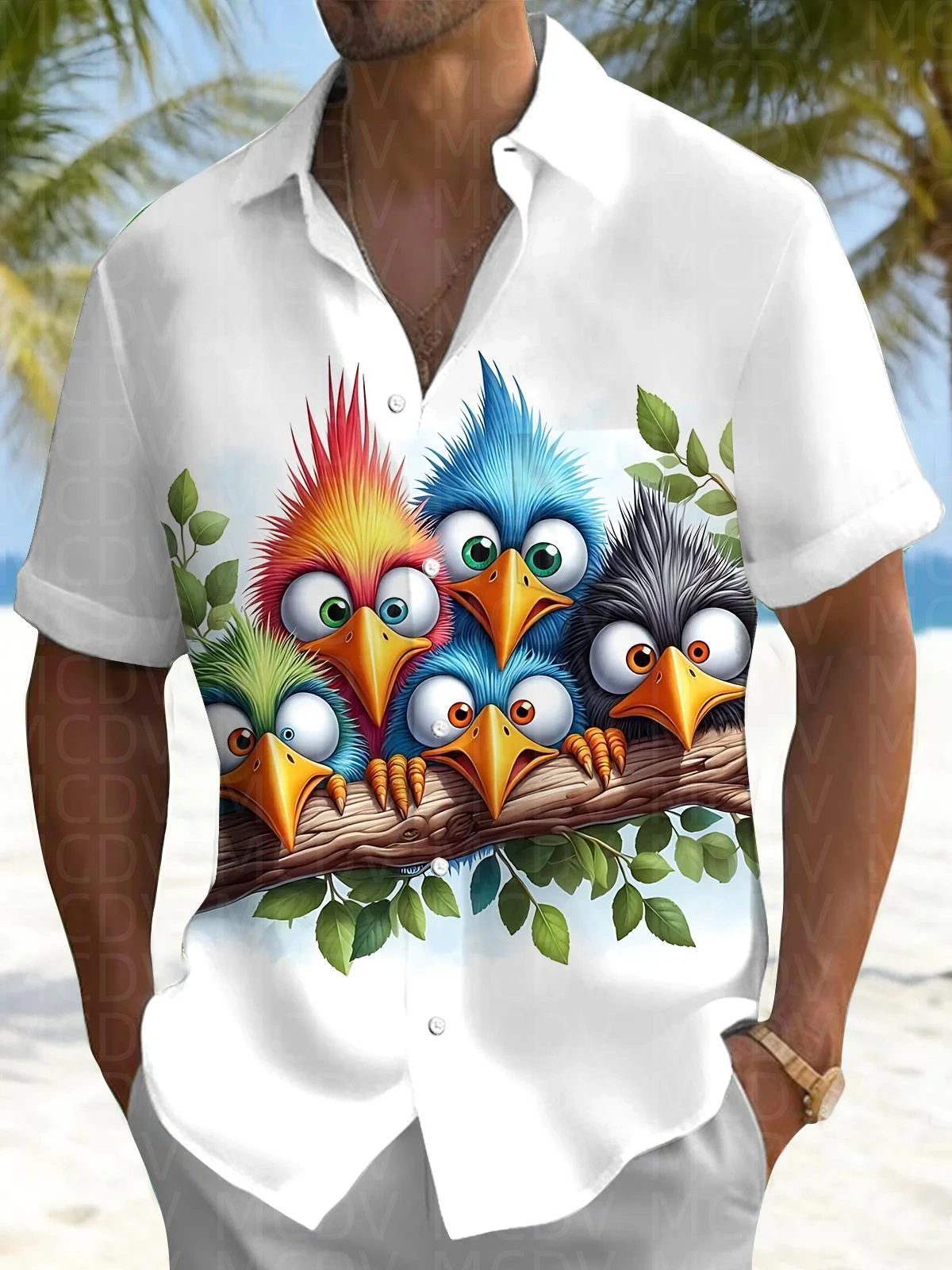 Bird Pattern Men's Hawaiian Sh - огляд і ціна Shirt Camp Collar