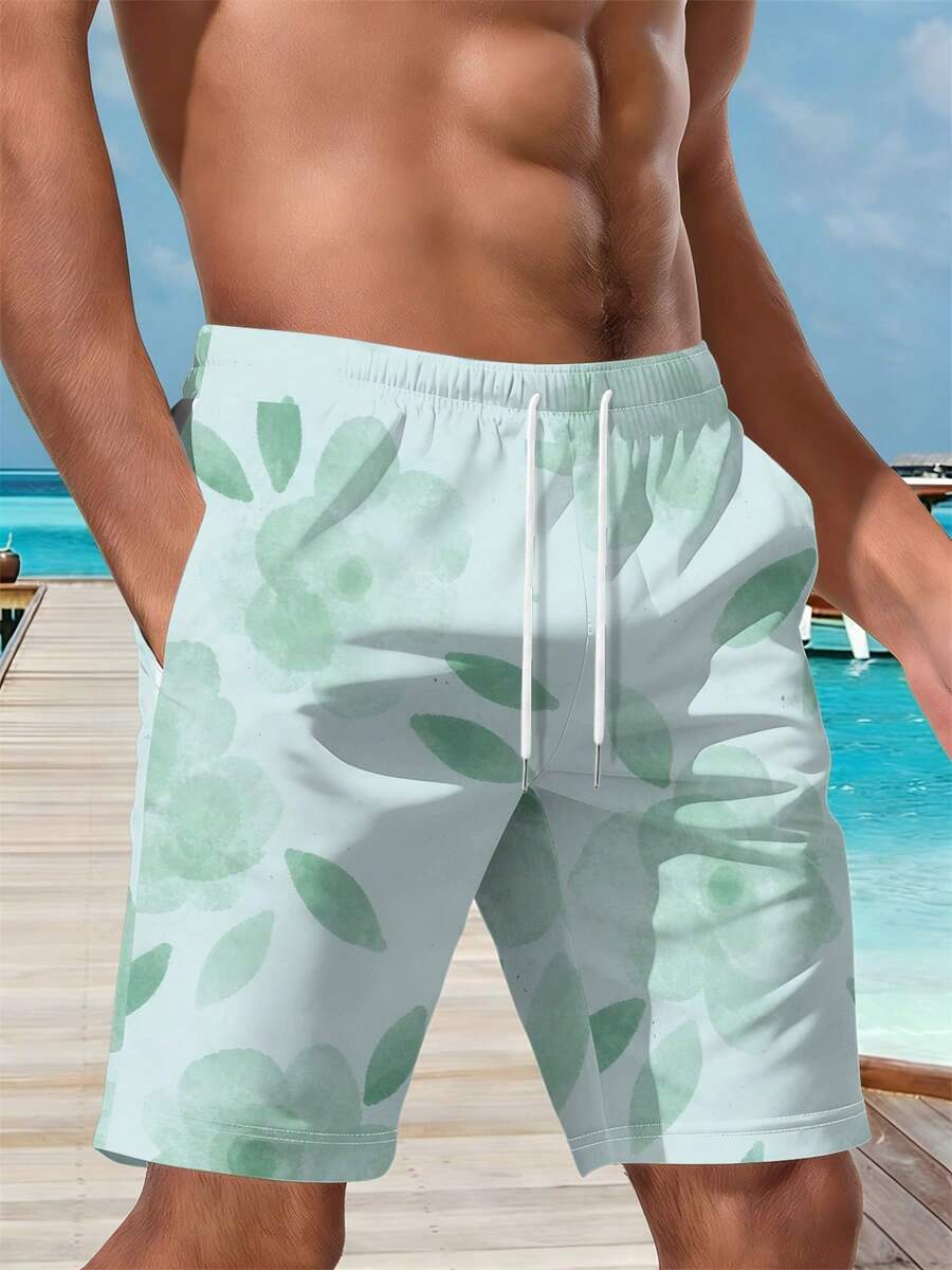 Mens Floral Print Beach Shorts - огляд і ціна Swim Trunk Quick Dry