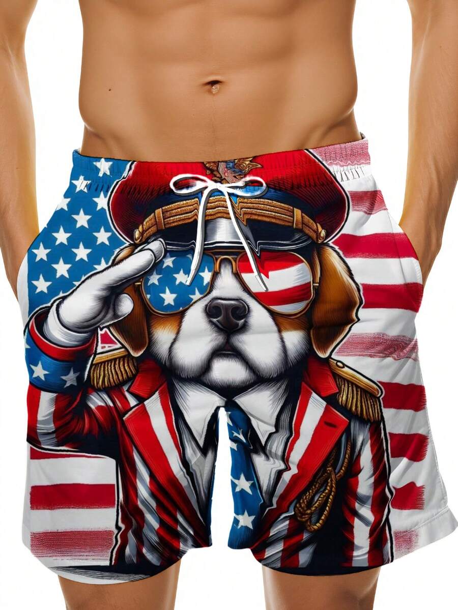 Patriotic Dog American Flag Sw - огляд і ціна Swim Trunk Quick Dry