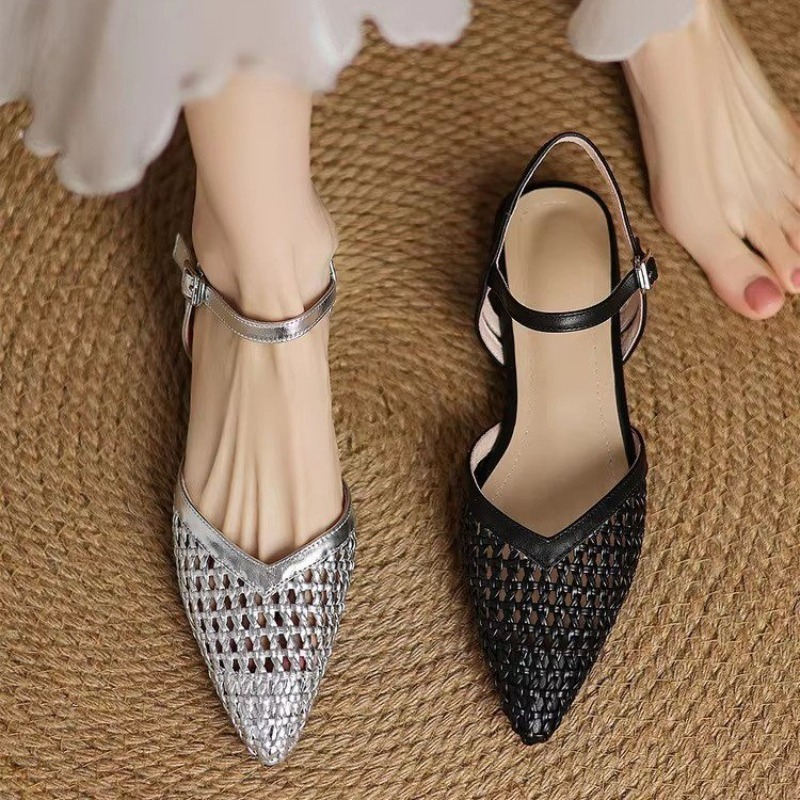 French pointed-toe woven high- - огляд і ціна Casual Sandal Leather