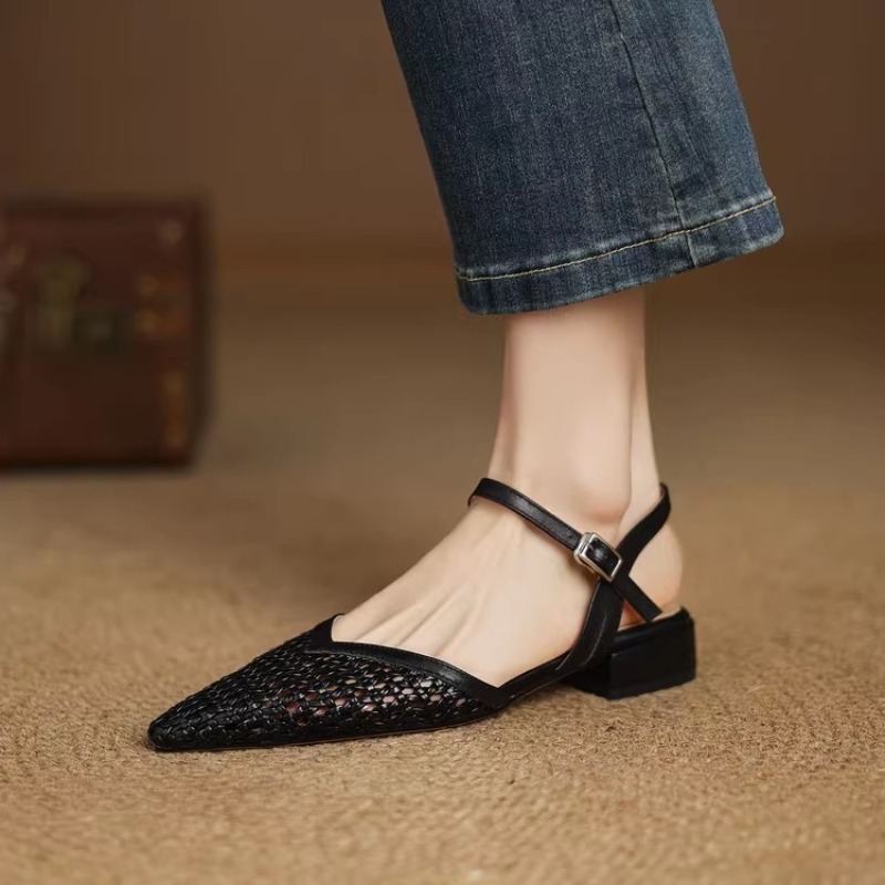 French pointed-toe woven high- - огляд і ціна Casual Sandal Leather