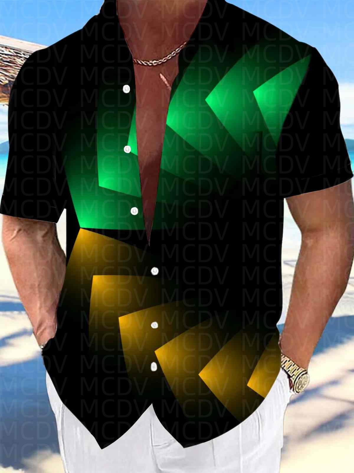 Flag Pattern Style Men's Hawai - огляд і ціна Shirt Camp Collar