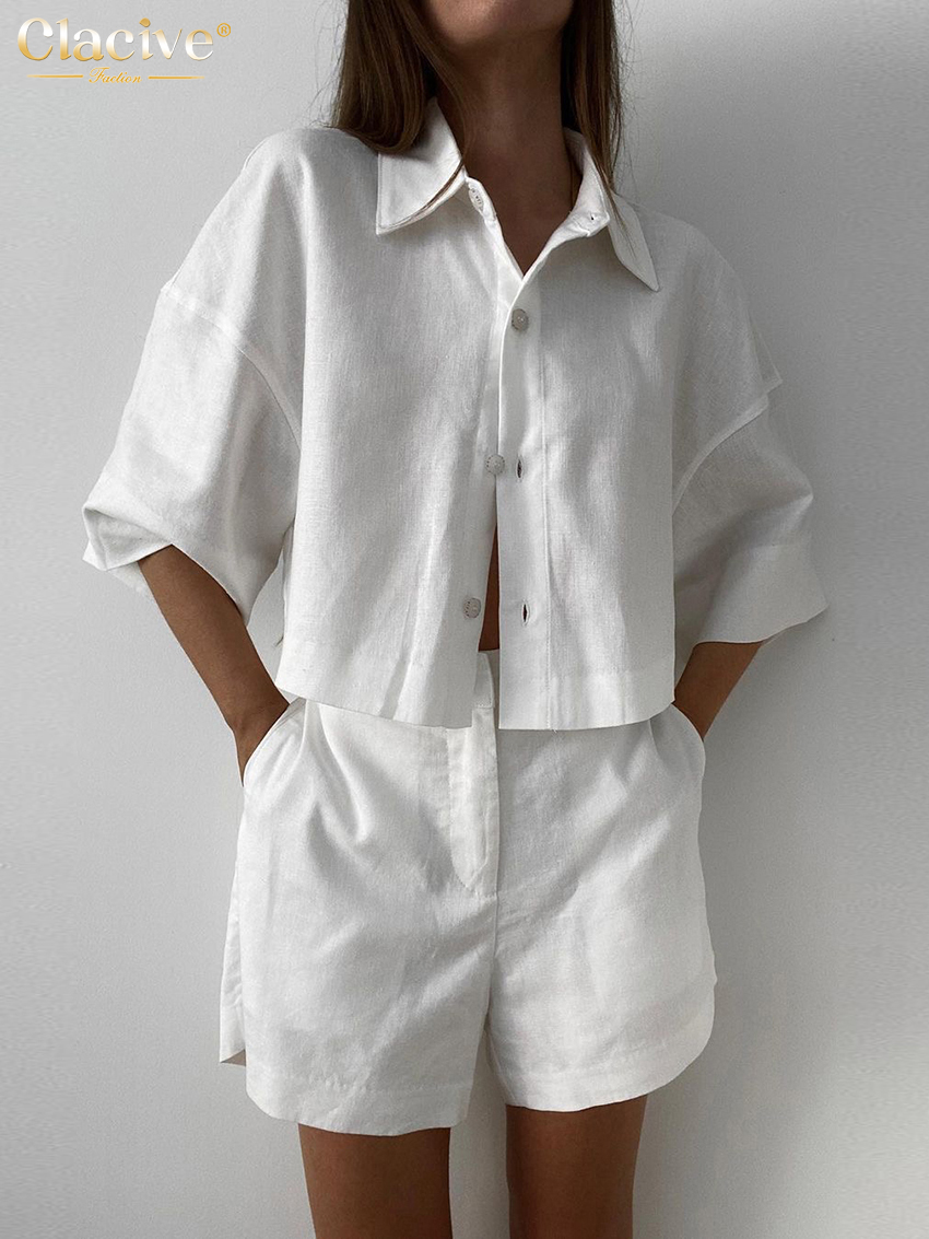 Clacive Summer Slim White Line - огляд і ціна Linen Shirt Breathable